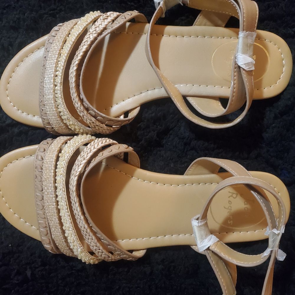 Jack Rogers Tan and Gold Women Sandals NWOT